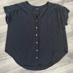 Blu Pepper Black Button-Up Women's Top 100% Rayon Dressy Classic Fit Women Large